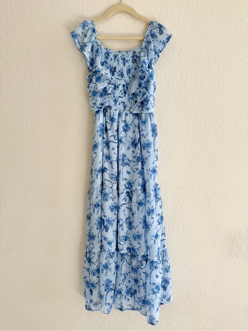 Speechless Kids Light Blue Floral Maxi with Smocked Top